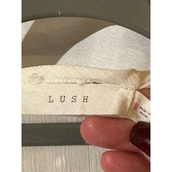 Lush  Sheer White Polka Dot Ruffle Peplum Blouse Long Sleeve M Cottage Coquette - Picture 7 of 7